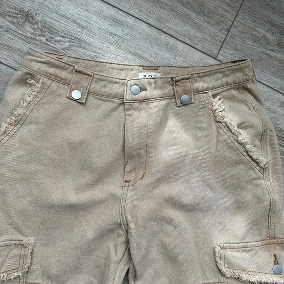 Pol Distressed Edge Cargo Pants Beige Large - Picture 4 of 8